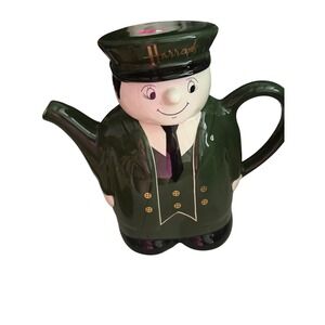 Harrods London Green Doorman Ceramic Teapot Collectible Character Tea Pot